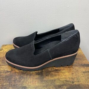Vionic Black Suede Wedge Shoes Comfort Preppy Office Casual Size 9.5